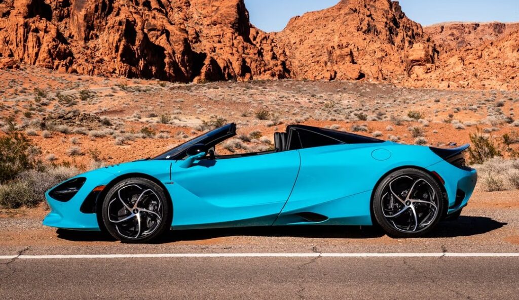 McLaren 750S Spider Tokyo Cyan Side